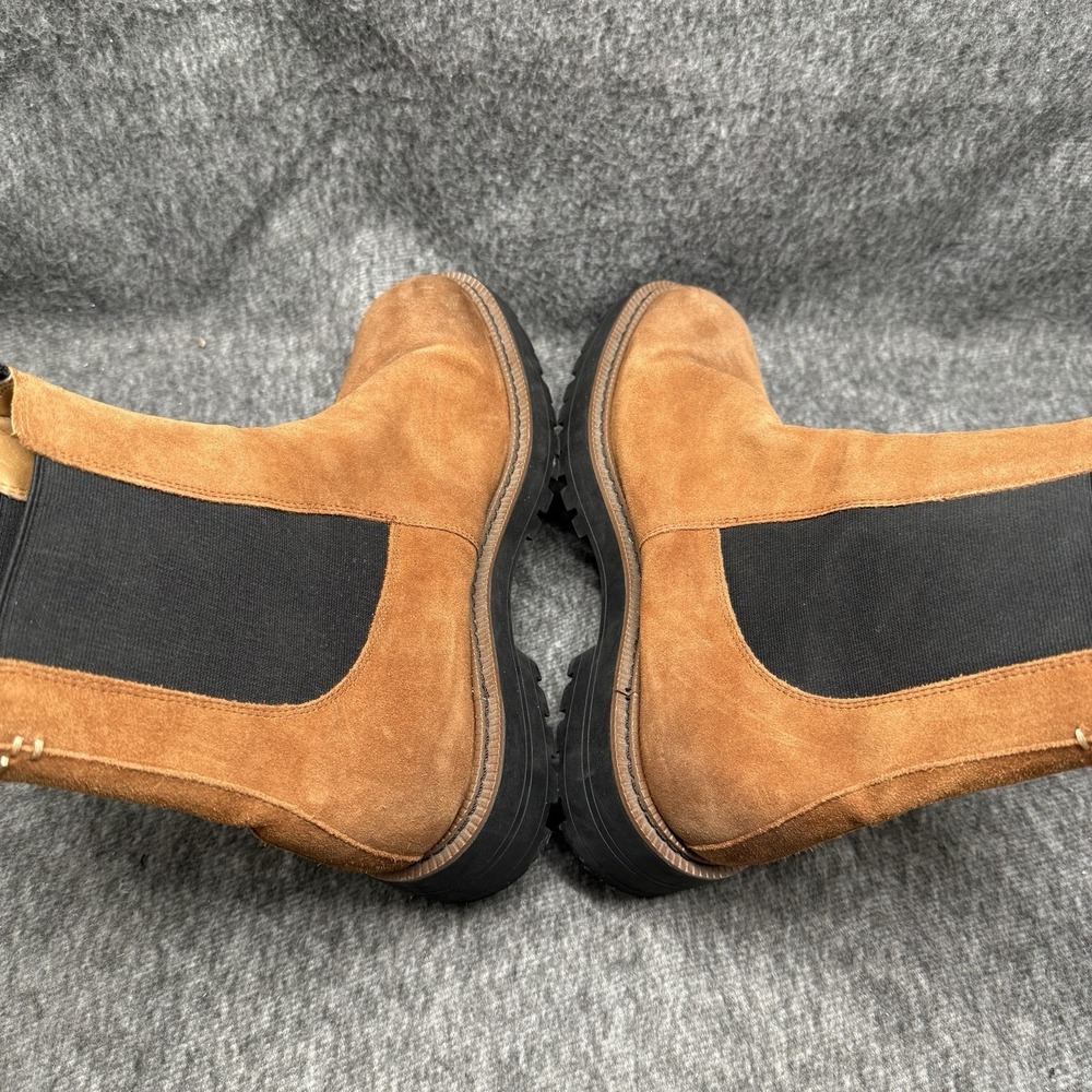 Sam Edelman Laguna Chelsea Boot Womens 9.5W Cognac Suede Lug Sole Chunky - Picture 5 of 8